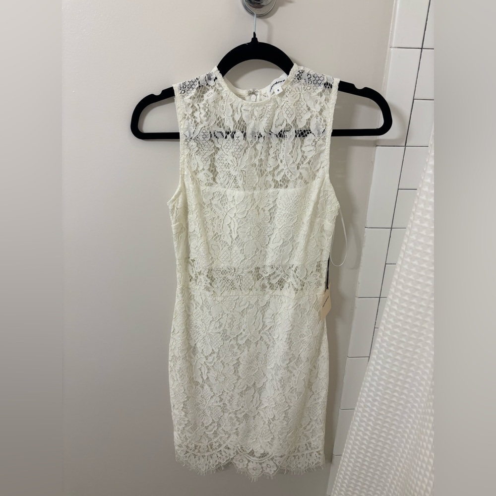 Superdown White Lace Sleeveless Mini Dress